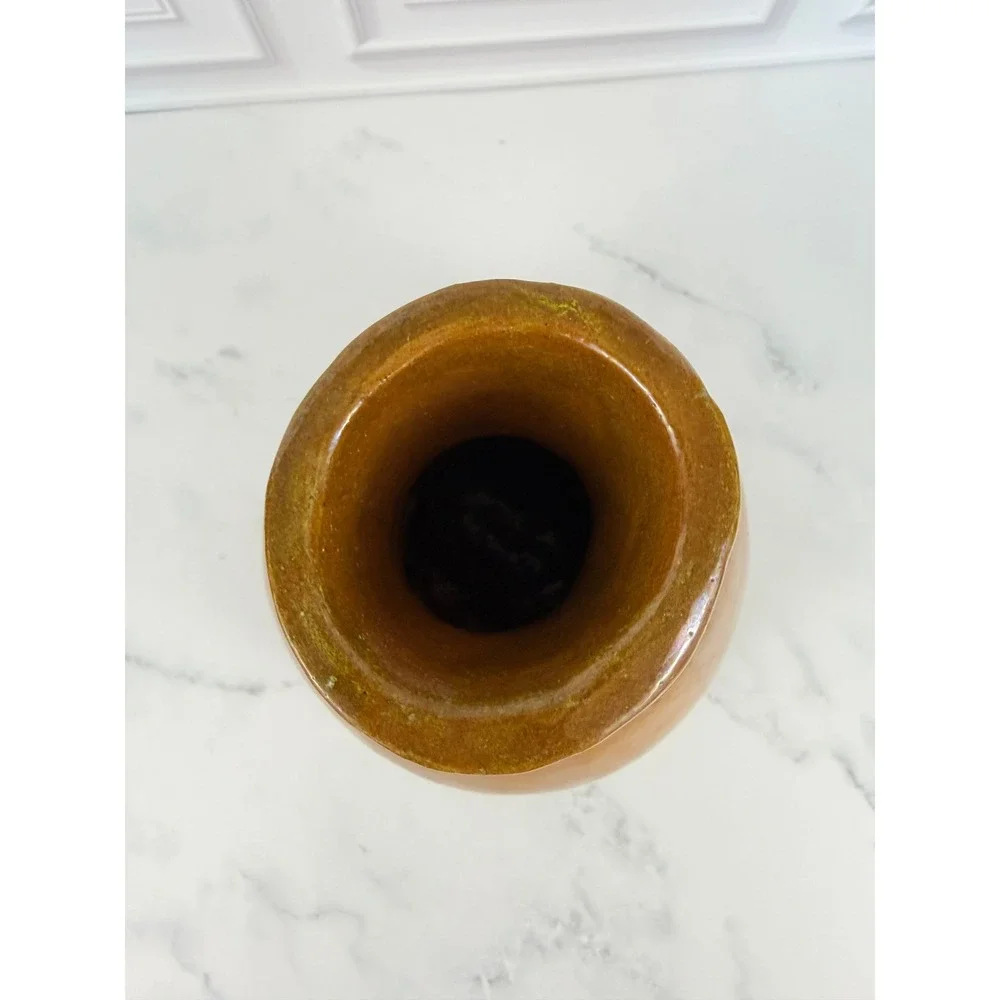 VTG Studio Pottery Gold Beehive Shape Honey Jar Vase Hand Thrown 8